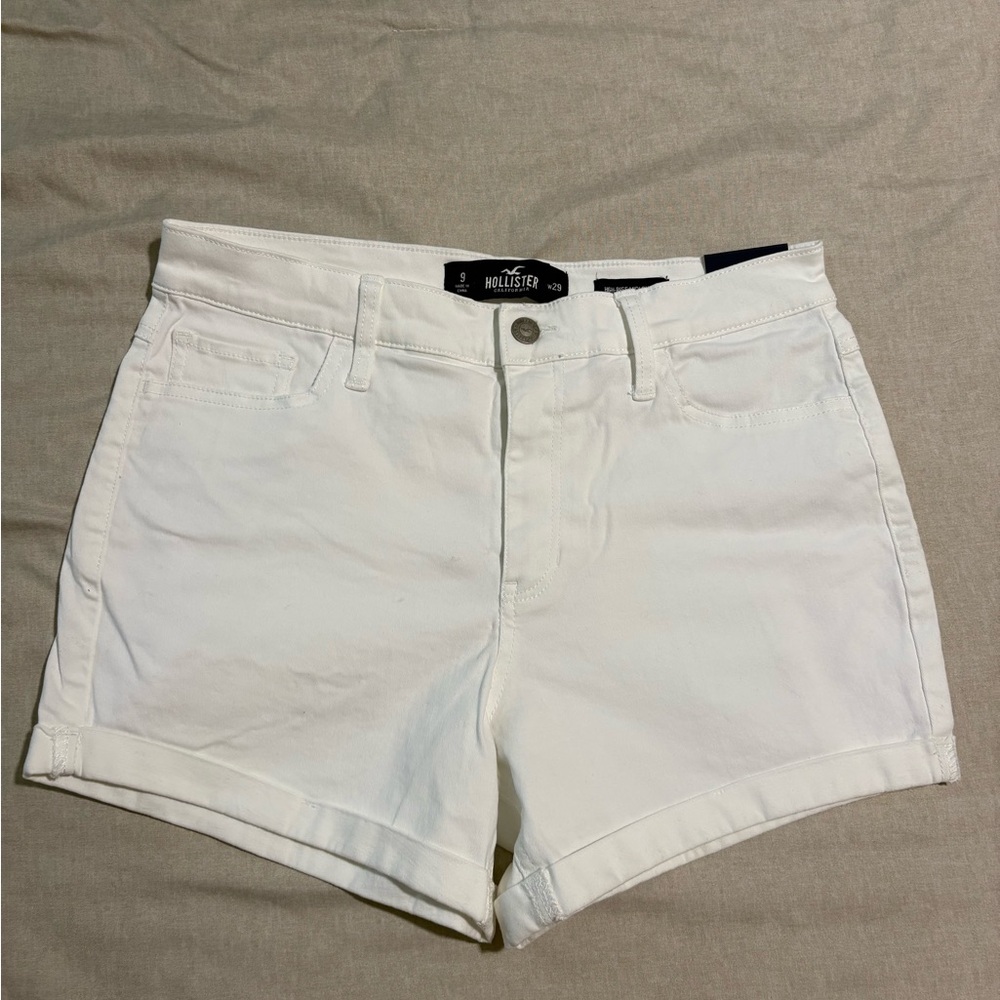 Hollister White high rise Jean Shorts Midi Cuffed size 9